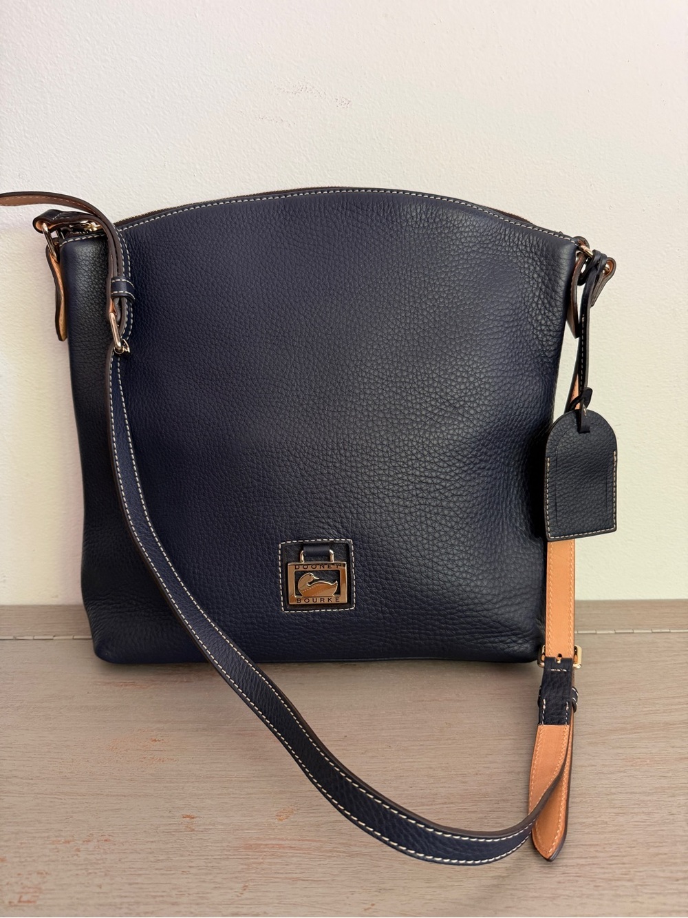 Dooney & Bourke Portofino Crossbody Navy Blue Pebbled Leather Bag 2P857 Gorgeous
